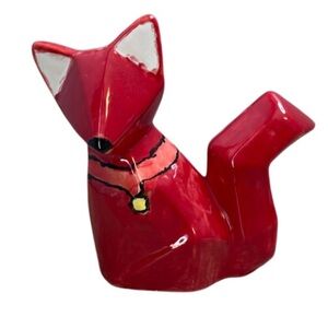 Hand Painted Red Ceramic Fox Figurine